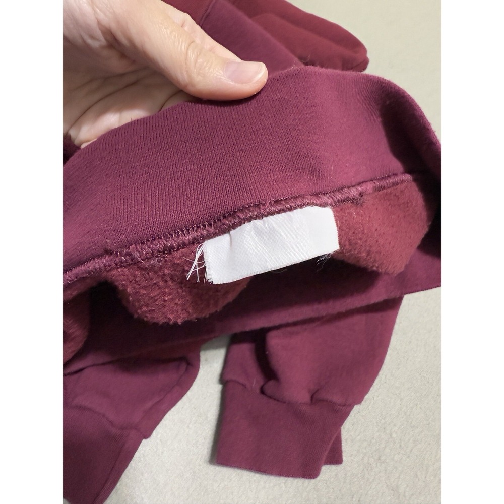 Vintage 90s Starter Mens XL Faded Heavyweight Blank Full Zip Hoodie Maroon WORN‎ - Picture 16 of 16